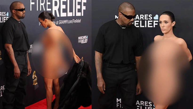 Kanye West'in eşi Bianca Censori kırmızı halıda çırılçıplak yürüdü