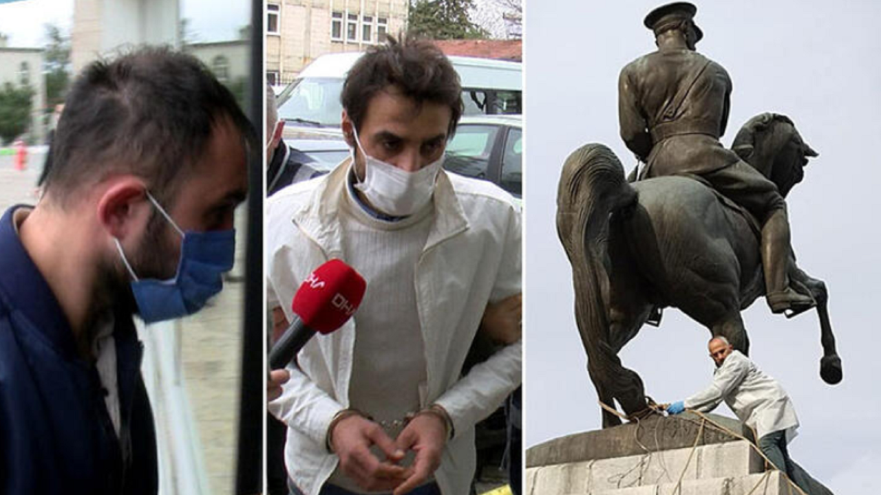 Atatürk Anıtı’na saldıran kuzenlere hapis istemi