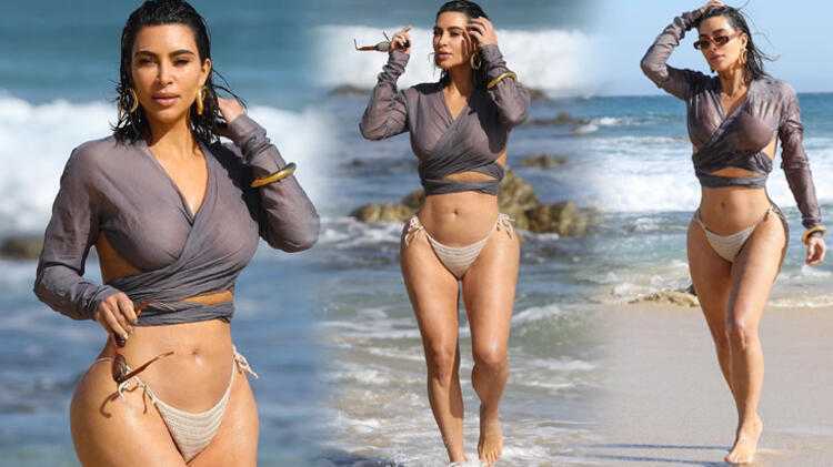 Kim Kardashian'ın kumsal yürüyüşü!