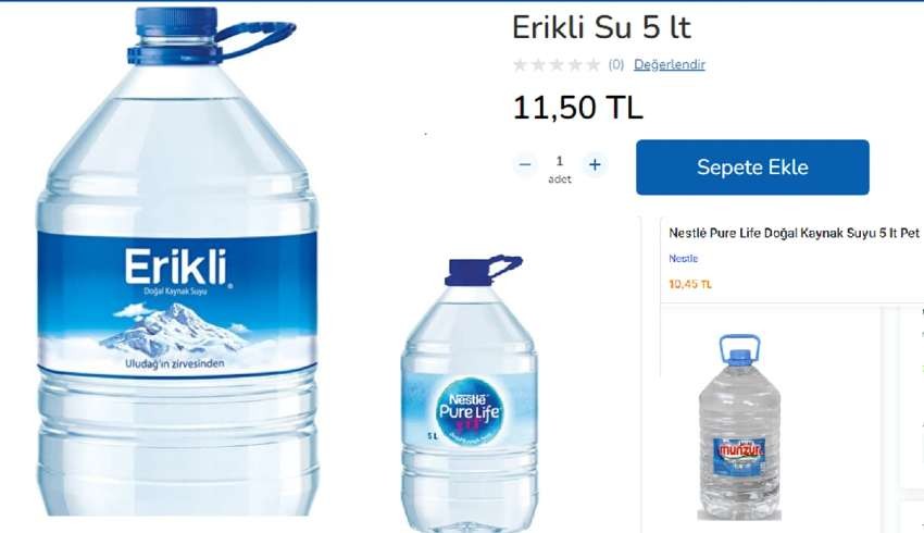 Şekere yağa bakarken 5 litrelik suyun fiyatıda 10 lirayı geçti